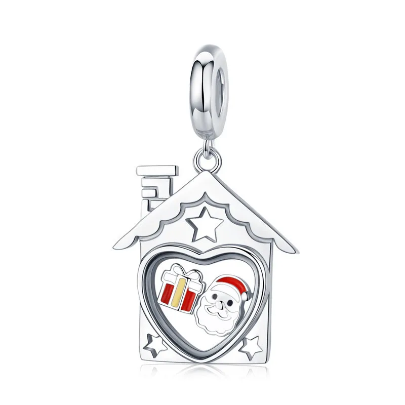aasd1357-1 Подходит для браслета Pandora Серебро 925 CZ Колокольчик для елки украшения-Снеговички S925 Подарочный дом цветок бисер для изготовления ювелирных изделий - Окраска металла: aasd1357-1