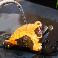 1 pcs resin color changing tea pet toad figurine frog statue with coin ornament boutique tea table decoration accessories crafts