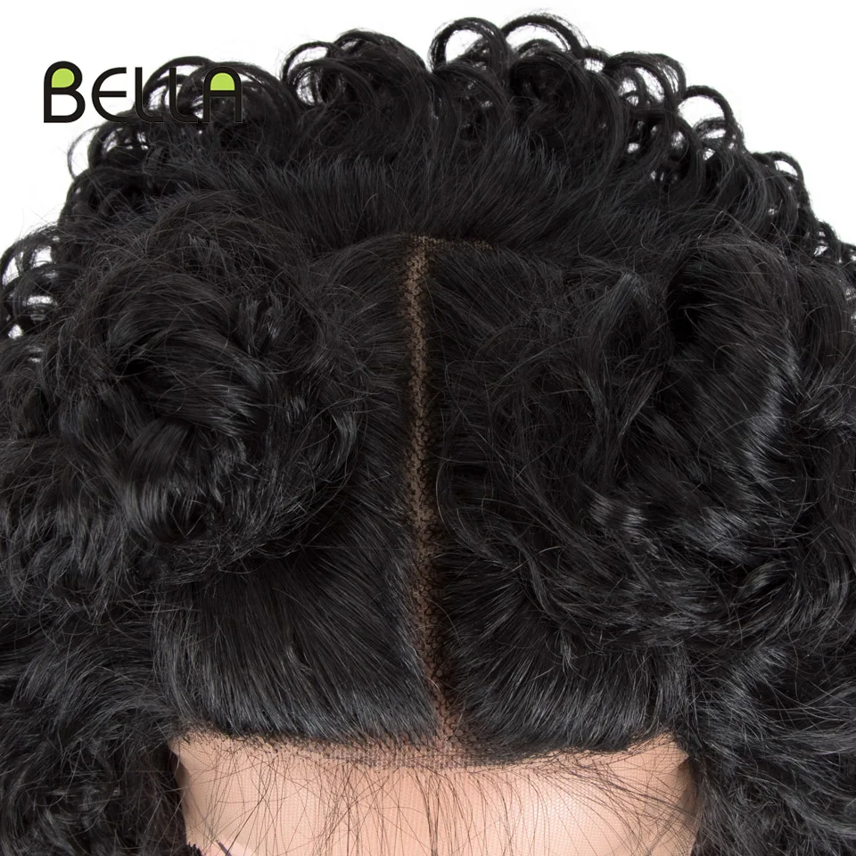 Парик Bella на сетке синтетические кудрявые волосы короткий 14 дюймов черный парик