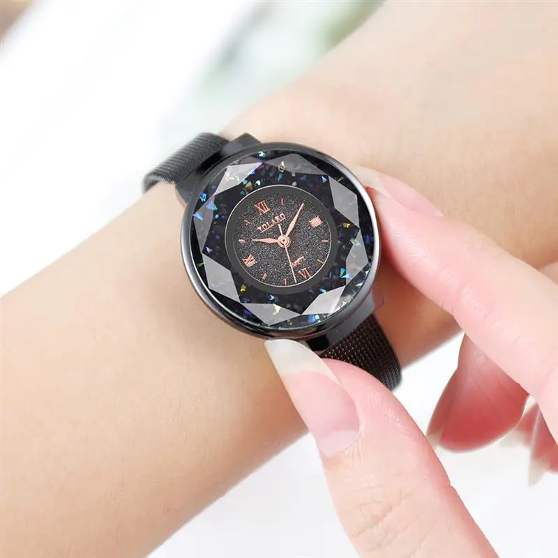 Модные женские часы стразы розовое золото сетчатый ремешок нержавеющая сталь