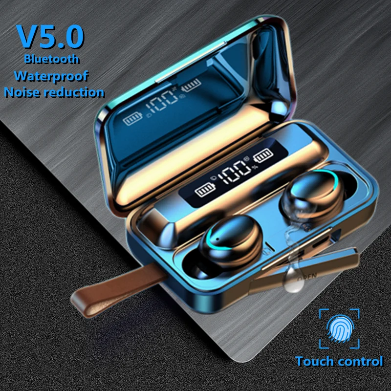 TWS-стереонаушники F9 с микрофоном и зарядным футляром | Электроника