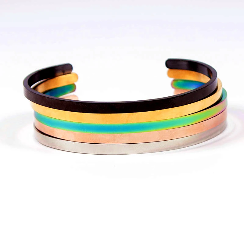 Браслет манжета из нержавеющей стали на заказ 4 мм вдохновляющий подарок