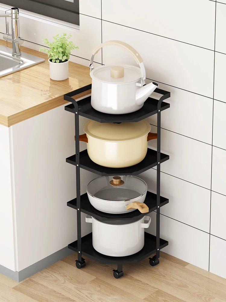 

Household Multi Layer Storage Pot Storage Rack Multi-Functional Triangle Corner Pot Rack Corner Cookware Storage Rack