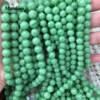 mamiam natural a deep green angelite beads smooth round loose stone diy bracelet necklace jewelry making gemstone gift design