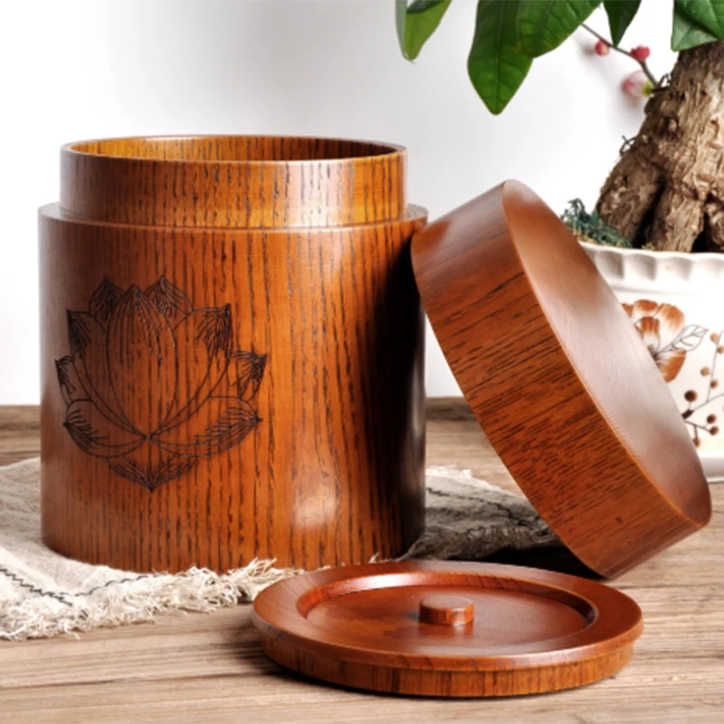 Китайская деревянная чайная канистра ручной работы в стиле ретро банка для