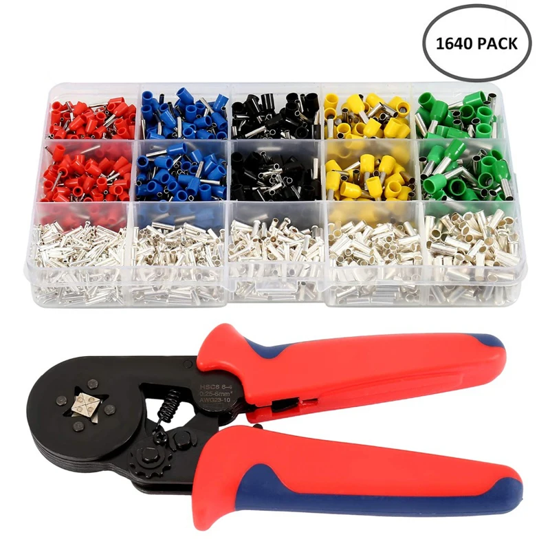 0.08-10mm tubular crimping pliers tools set 1640pcs terminal crimping tools mini electrical pliers HSC8 precision clamp set