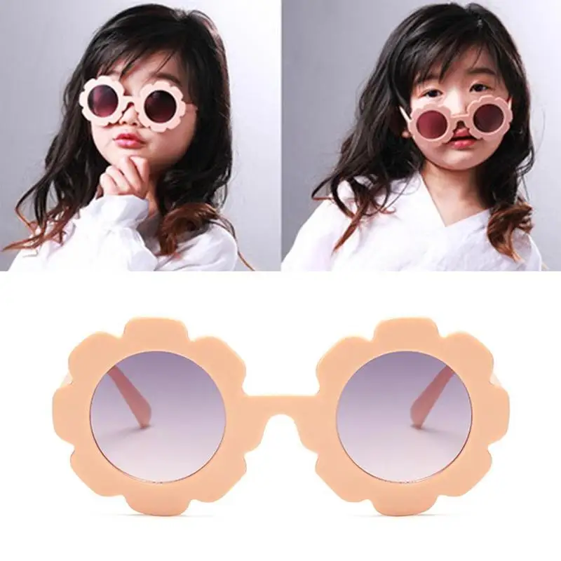 1 шт. детские солнцезащитные очки в круглой оправе с лепестками из мультфильмов