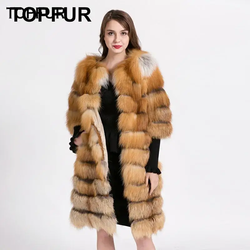 Женское зимнее пальто из натурального меха TOPFER верхняя одежда Лисьего куртки с