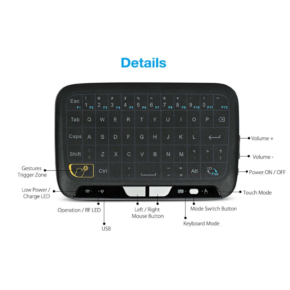 Mini Backlight Wireless Keyboard 2.4GH18 Plus USB Portable with Touchpad Mouse for Windows Android Smart TV Linux | Электроника
