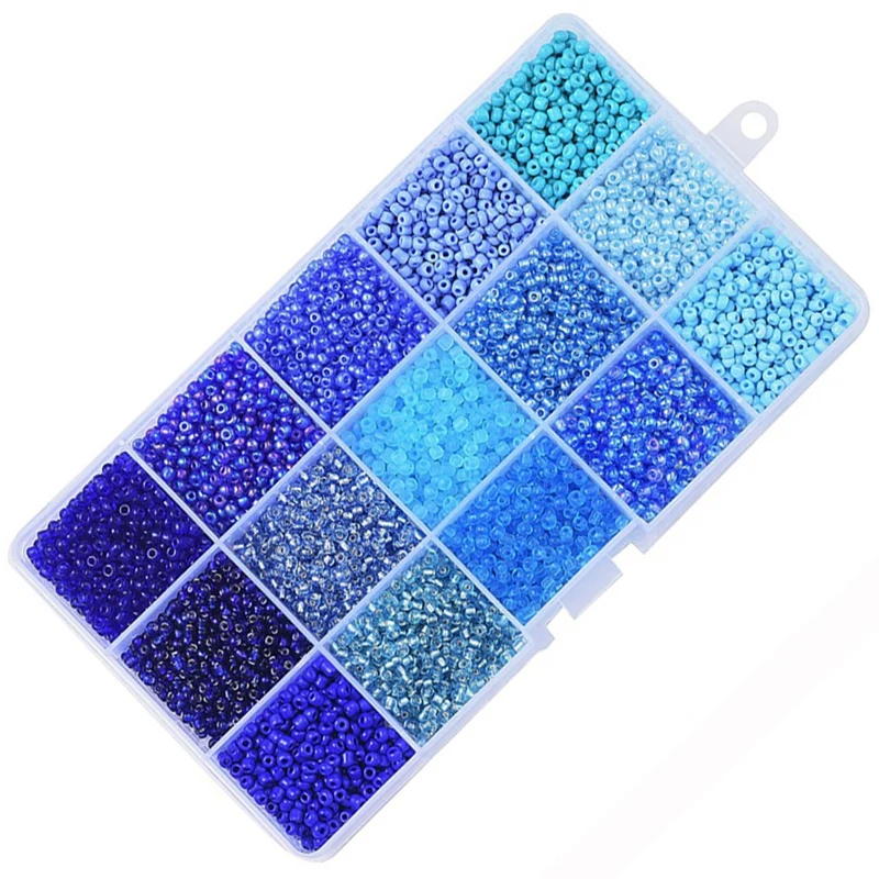 

2 Set Glass Rice Beads DIY Bracelet Glass Seed Beads Beaded Jewelry Accessories Blue Series & Orange Series