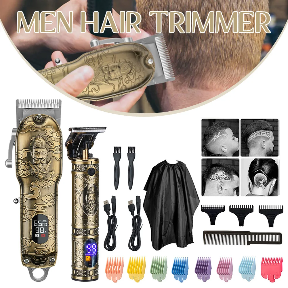 

LCD Display Hair Clipper Set Electric Hair Trimmer Cordless Shaver Trimmer Men Barber Hair Cutting Machine for Rechargeable USB