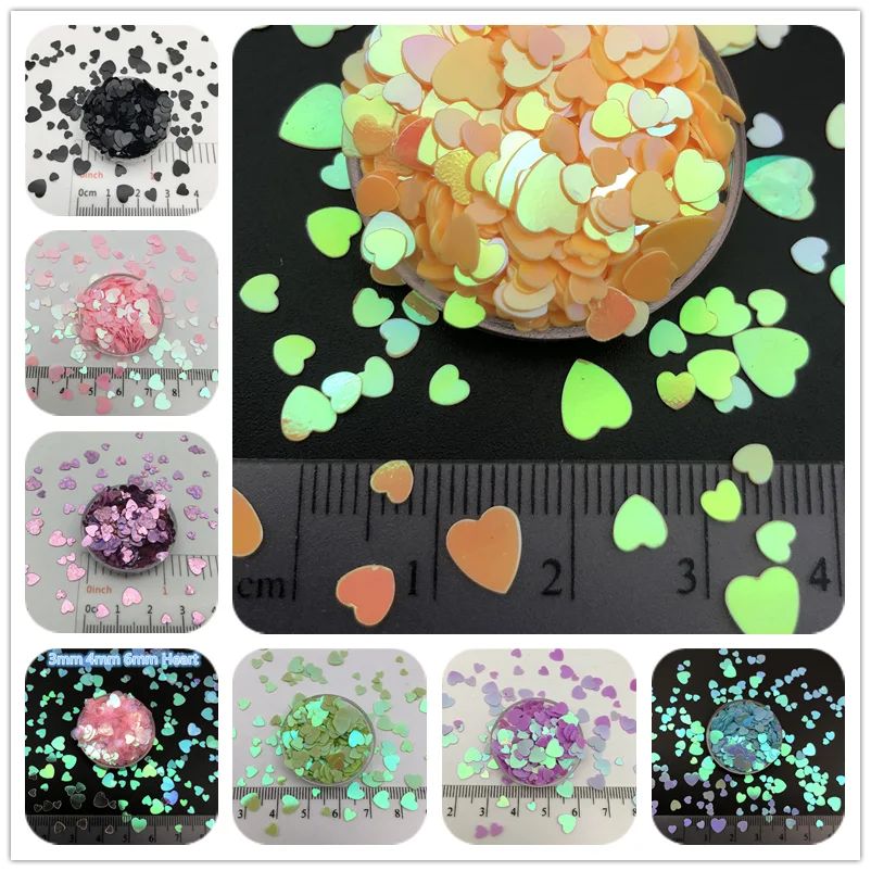 

30 г/лот 3 4 6 мм Сердце свободные блестки пайетки для DIY ногтей ремесло, ремесло, свадебные конфетти украшения оптом