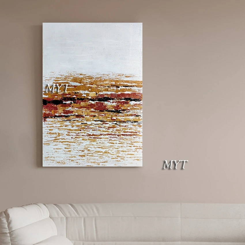 Абстрактные золотые линии холст 100% ручная роспись картина маслом настенное