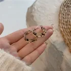 Серьги в Корейском стиле INS с леопардовым принтом для женщин, геометрические серьги с-образной формы, 2021, женские новые трендовые ювелирные изделия вечерние Ринок