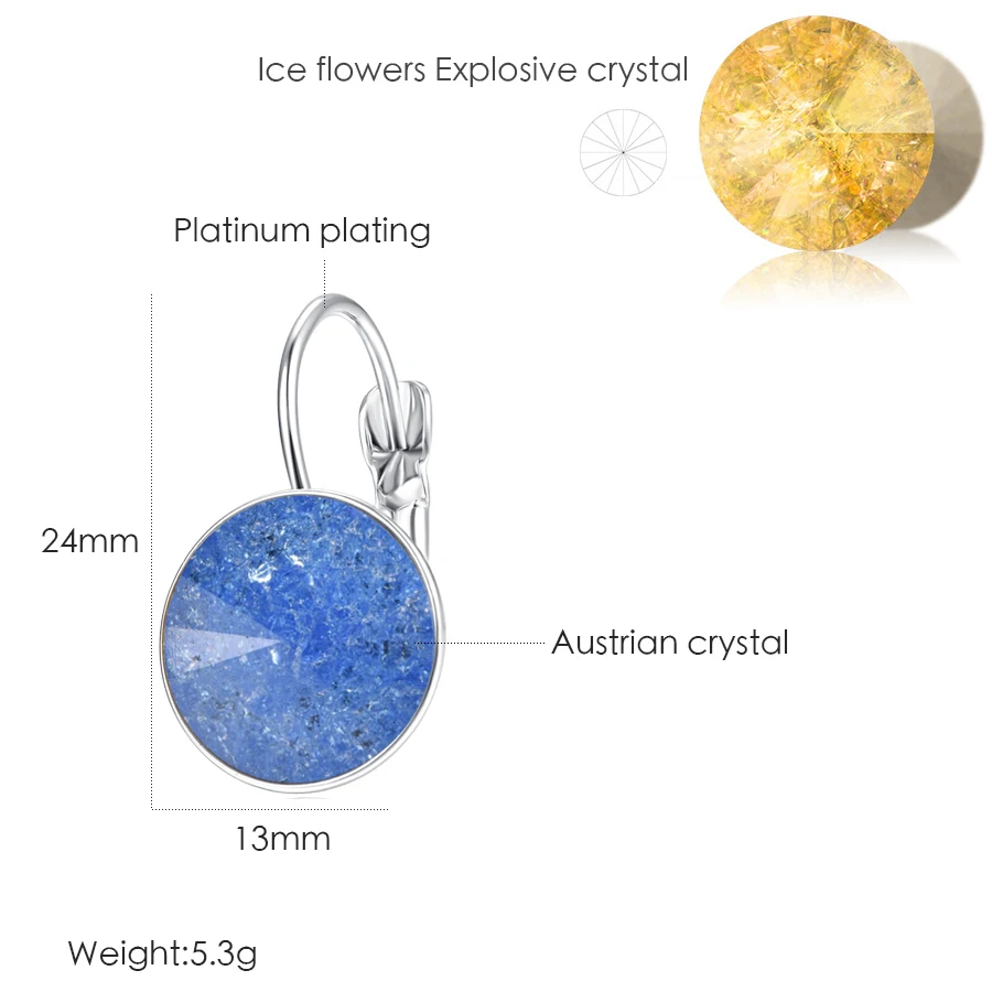 New Color Crystal Ice Flowers Dangle Earrings Fashion Drop Round Bella For Women Elegant Wedding Jewelry Hot | Украшения и