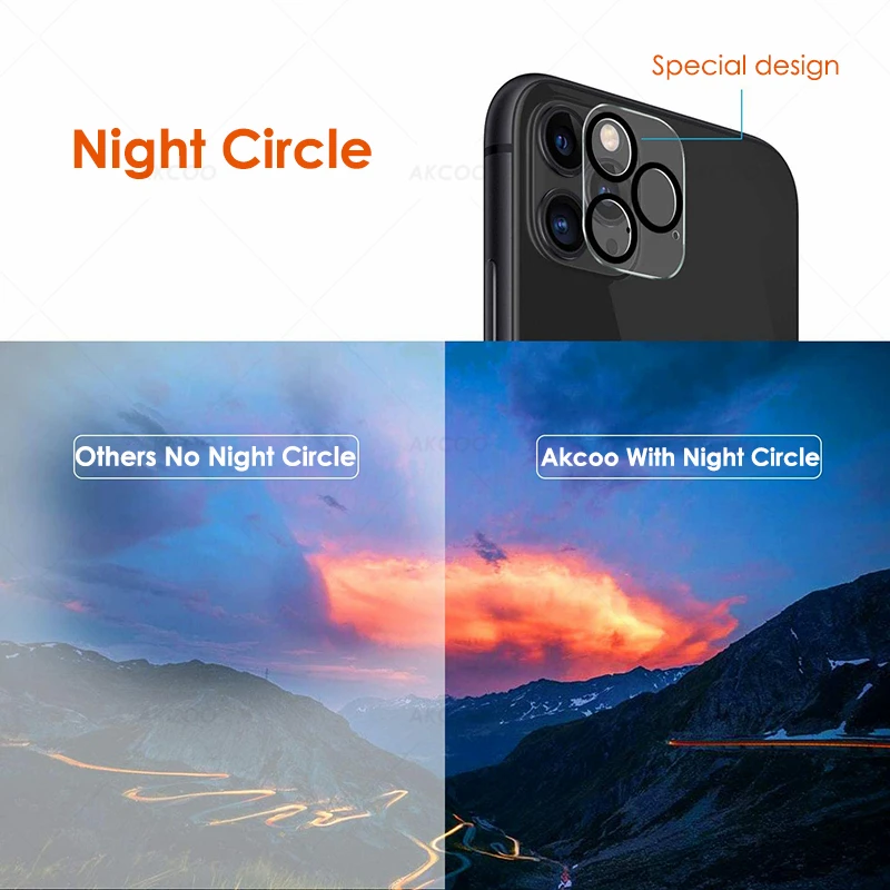 

Akcoo for iPhone 12 Pro Max Camera Protector Tempered Glass Film for iPhone 11 12 mini camera len film with Night Circle