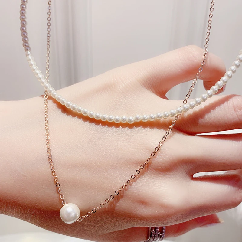 

2021 new fashion personality small fresh double pearl necklace for women