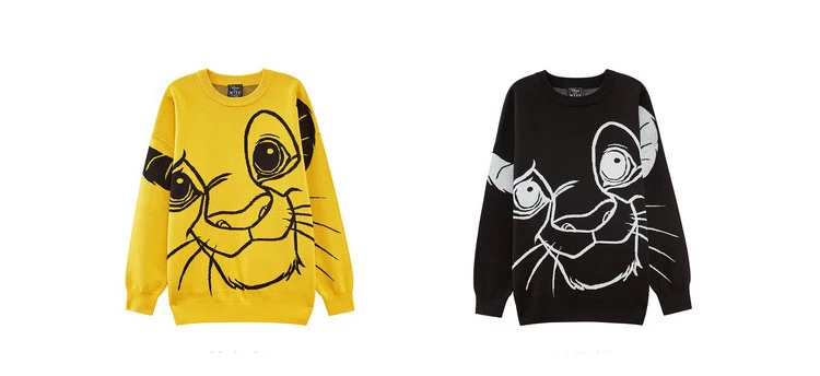 Женское платье-свитер большого размера 2020 желтая водолазка с принтом Король Лев