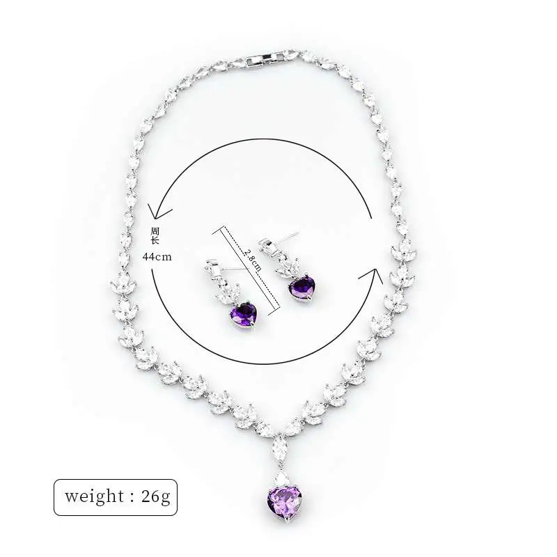 Женский свадебный комплект ювелирных изделий в форме сердца белого и золотого