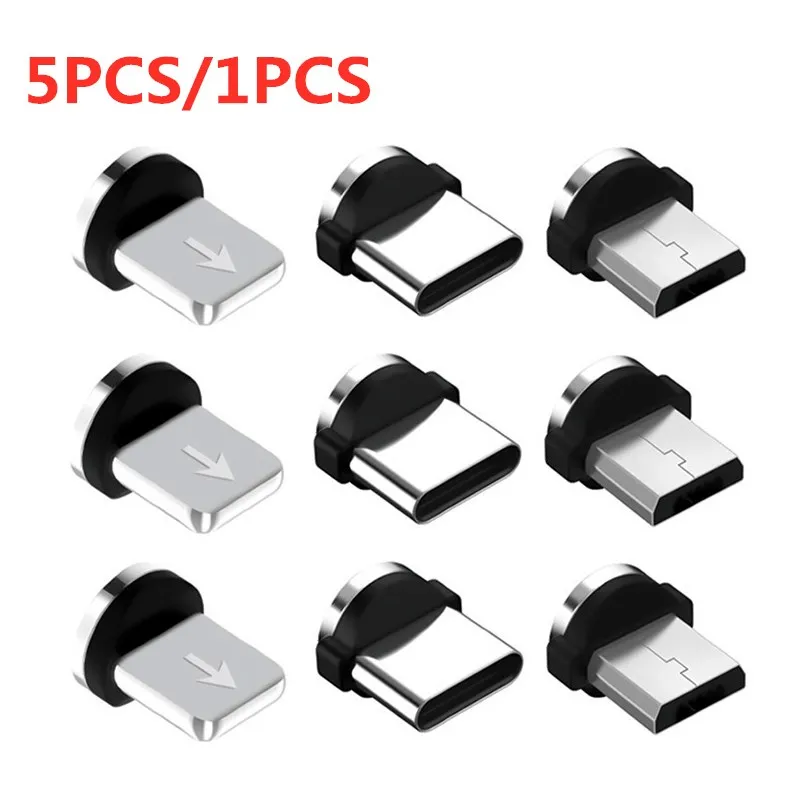 5 pcs1 pcs 360 rotation magnetic tips for mobile phone replacement parts easy operate durable converter charging cable adapter free global shipping