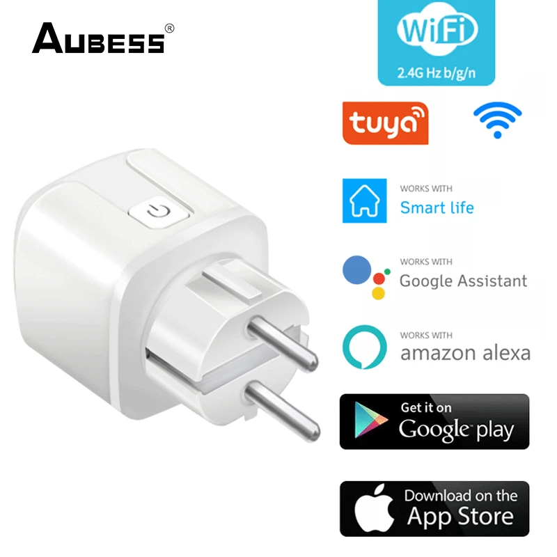 

Abuess Tuya WIFI Smart Plug Socket Wireless Electricity Monitor Sockets Timing Plug Voice Control Power Socket Home Accessories