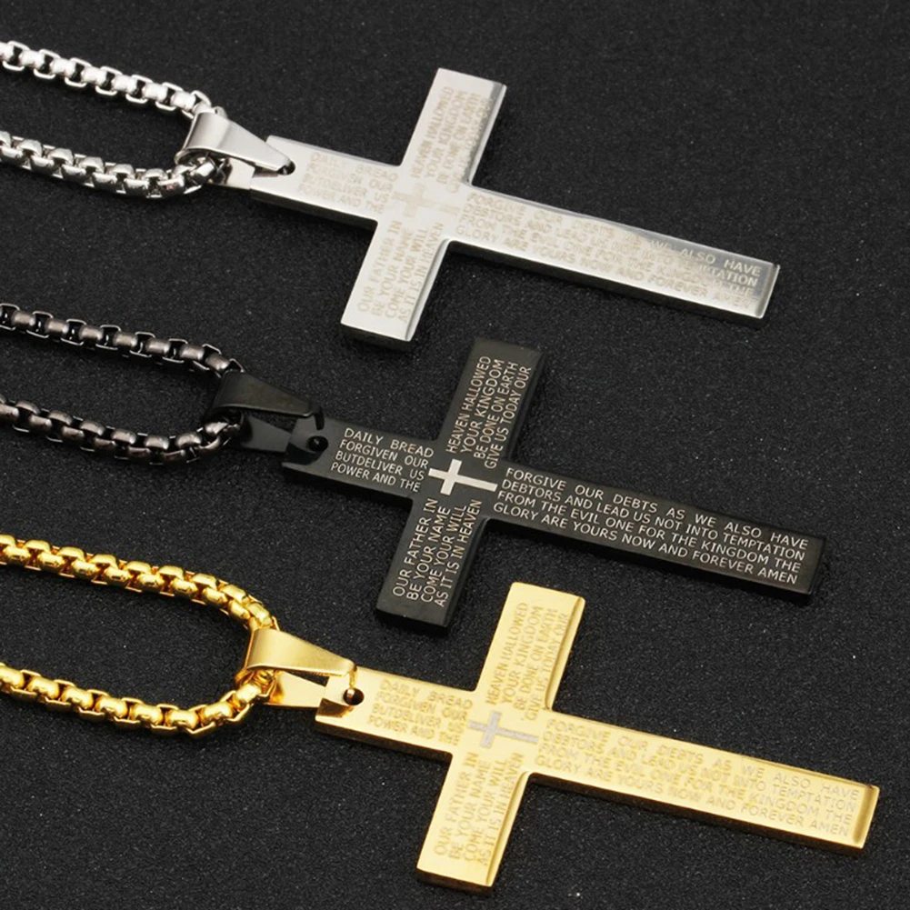 Ретро мужской кулон с надписью Jesus Cross для мужчин титановая стальная цепочка