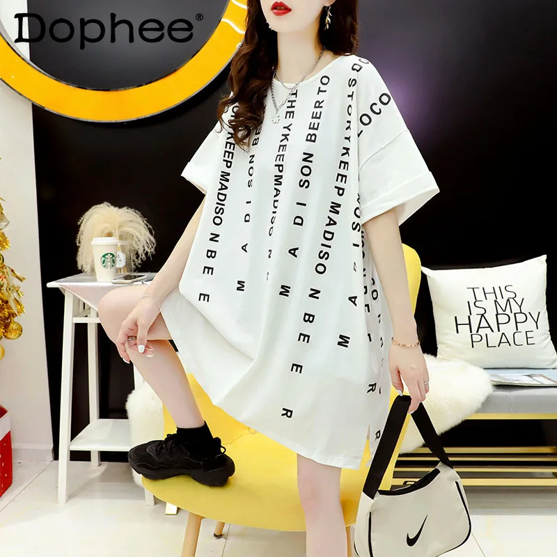 

Пикантная обувь с низким вырезом на спине, футболка с короткими рукавами для женщин 2021 летний модный костюм с буквенным принтом свободного ...