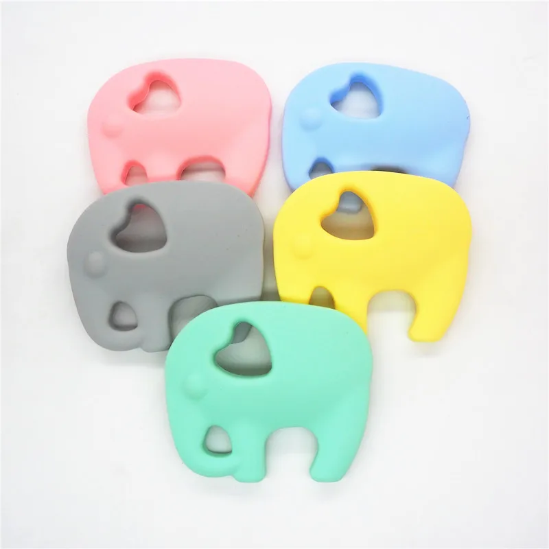 Elephant Chenkai 10 шт. силиконовый Прорезыватель для зубов в форме единорога бусины DIY детские животные жевательный успокоитель пустышка Прорезыватель для зубов Монтессори Сенсорная игрушка - Цвет: Elephant