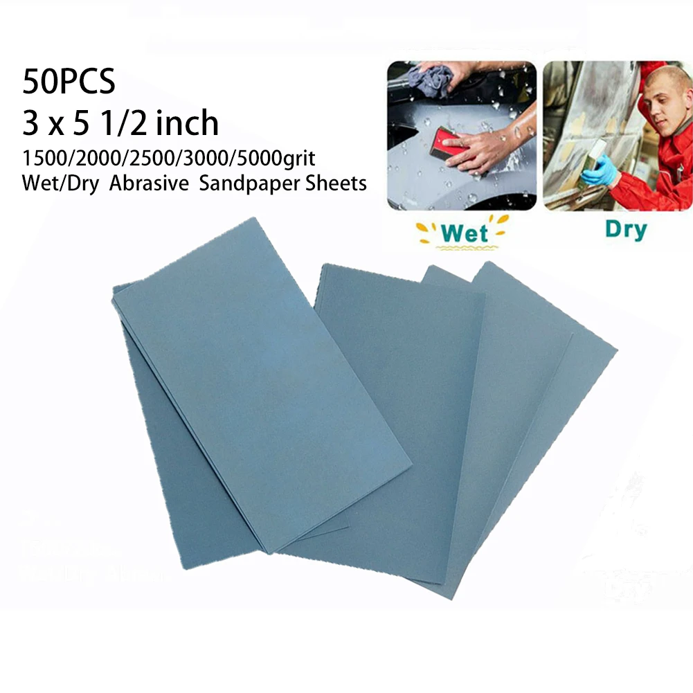 50pcs Sandpaper Wet / Dry 3\"*5 1/2\&quot1500/2000/2500/3000/5000 Grit Grinding Automotive Industry Furniture | Инструменты