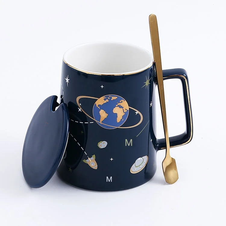 Романтическая кружка молочного пути с вышитыми лентами ручкой крышкой ложкой