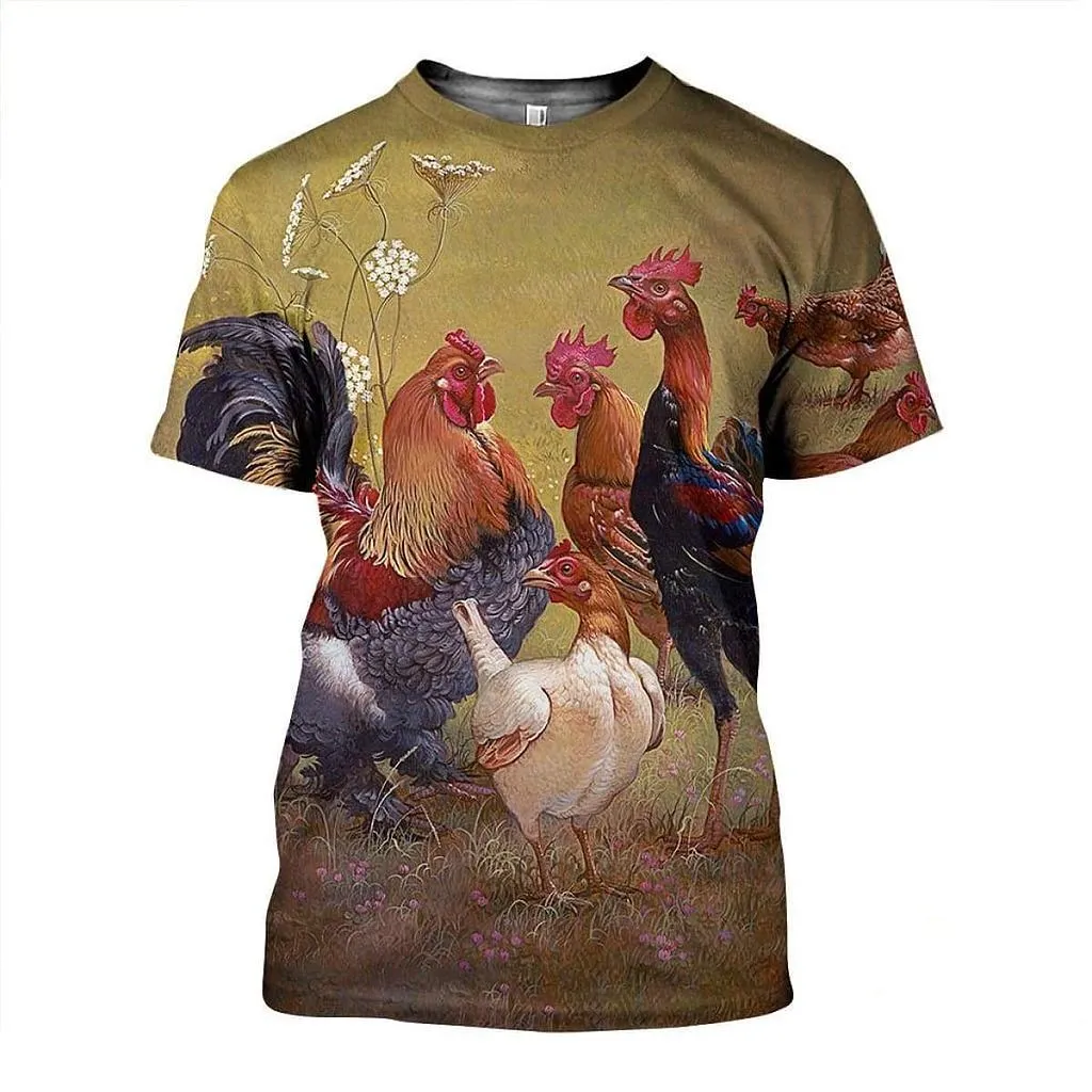 

Beautiful Chicken 3D All Over Printed T-shirt Summer Hip Hop Style Streetwear Unisex Harajuku Casual Tops
