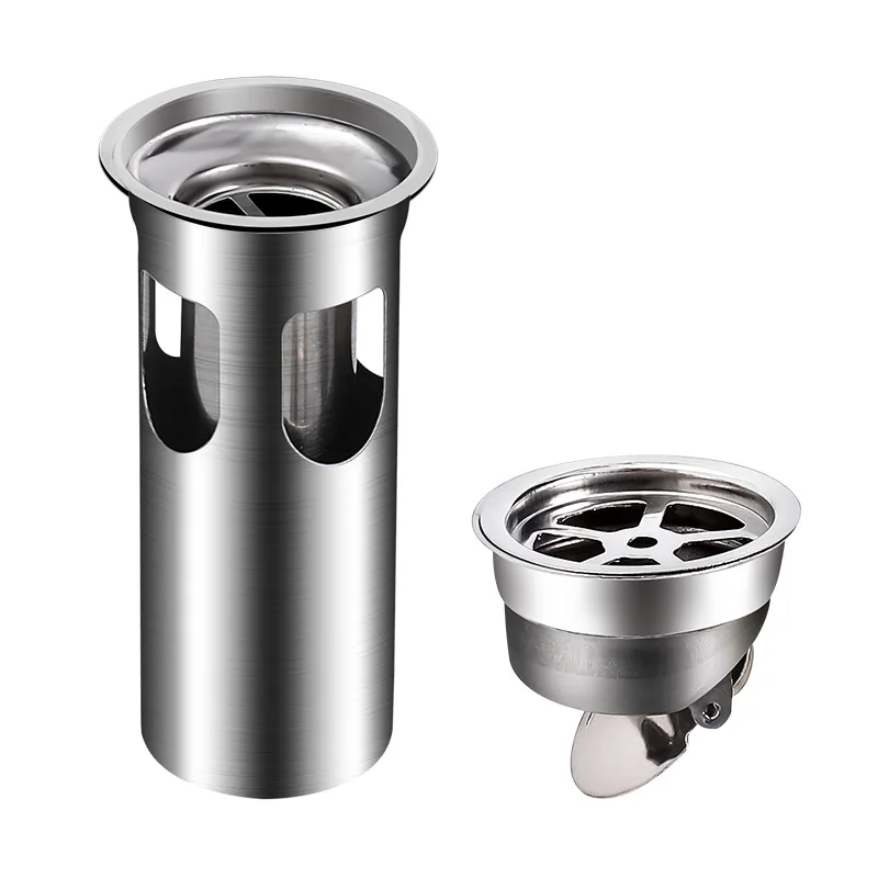 

Stainless Steel Floor Drain Kitchen Sink Strainer Stopper Waste Flip Cover Plug Double Core Floor Drain Cover Kitchen Supplies