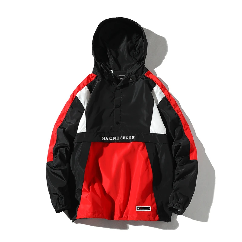 TIARAKA куртки с капюшоном для мужчин новые Лоскутные цвета пуловер куртка модный