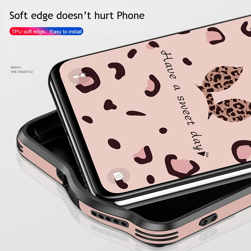 Чехол из закаленного стекла с рисунком + рамка для Huawei P40 Pro защитные прозрачные