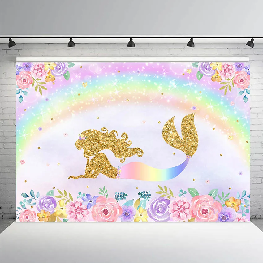 Фон для фотосъемки с изображением русалки фотосессия радуга день рождения