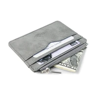 mens card wallet short matte leather retro multi card frosted fabric card holder money new minimalist purse transparent coins