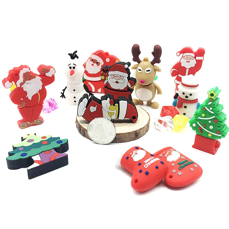 USB флеш-накопитель 128 ГБ мультяшный usb-кабель с Санта-Клаусом 2,0 флеш-накопитель 4 ГБ 8 ГБ 16 ГБ Флешка 32 ГБ флеш-карта памяти 64 Гб Рождественская серия