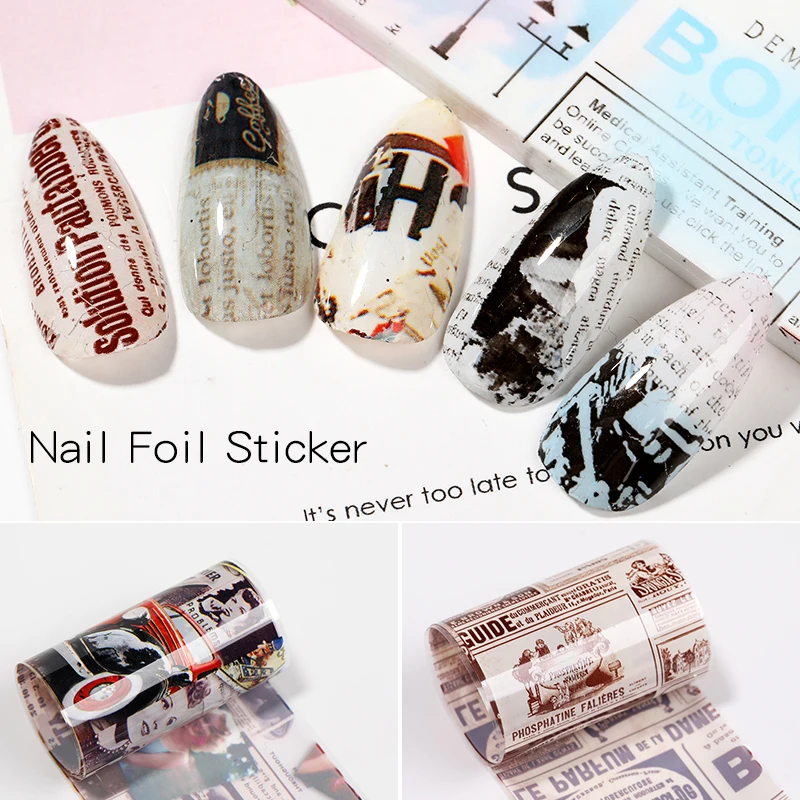 10 шт./компл. наклейки для ногтей винтажные газетные гелевые разных цветов