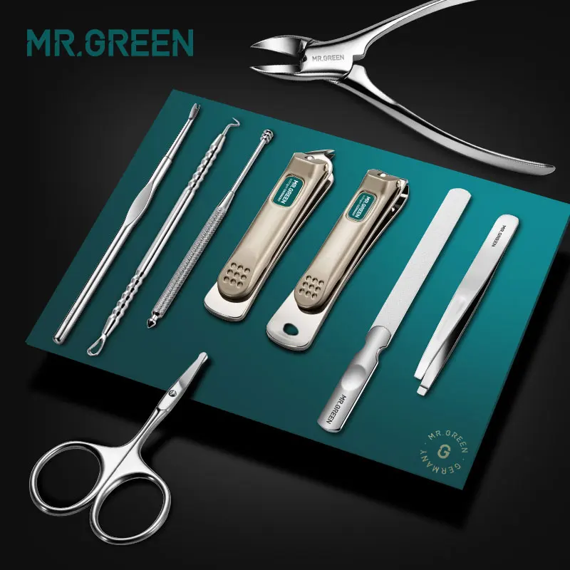 MR. GREEN-9 шт./компл. ногтей, с изображением машинки для стрижки, пинцет для выщипывания, Ножи носок профессиональный маникюрный набор волосок из носа кроя Уход за лошадьми kitmanicure инструменты