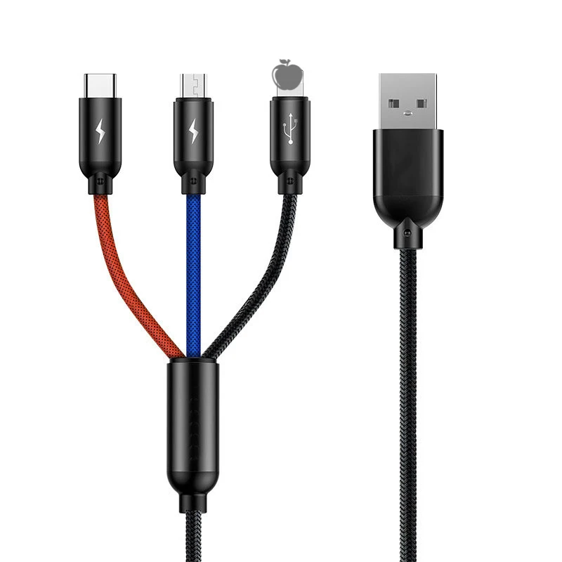 3 в 1 type C/8 Pin/Кабель зарядного устройства микро-usb для iPhone X Xr универсальный кабель быстрой зарядки для samsung S9 S8 Xiaomi зарядное устройство Шнур