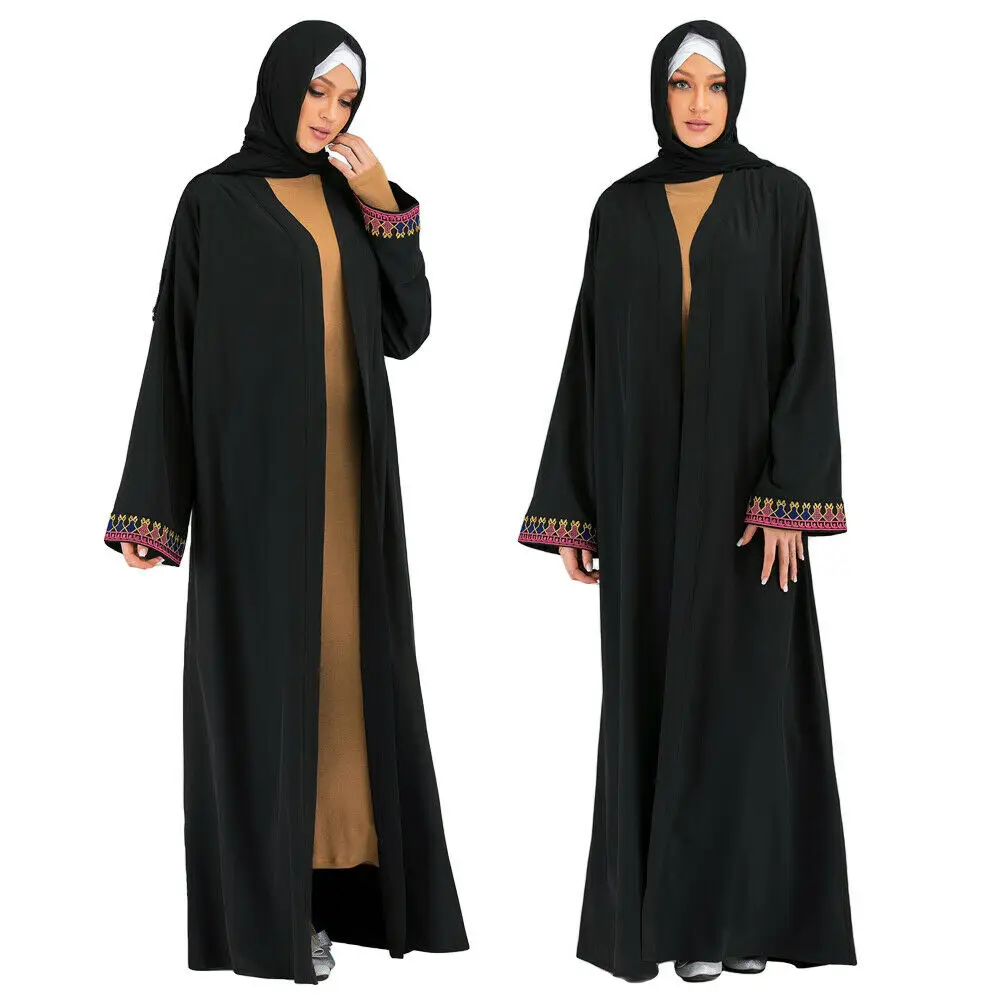 Женский открытый кардиган в мусульманском стиле, абайя, кафтан с вышивкой в исламском стиле, Макси-Платье, кимоно, Арабская одежда, модное пл...