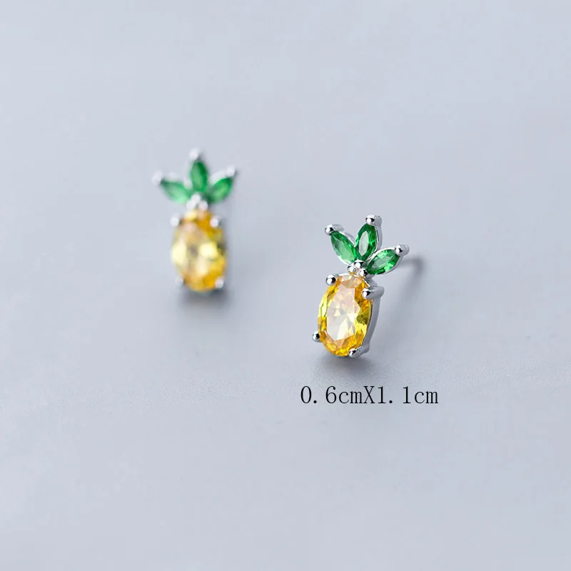 Silver Earring ElfoPlataSi топ стерлингового серебра 925 пробы модные ювелирные изделия с ананасом коктейльное кольцо Размер 5 6 7 девочек Дети Рождественский подарок XY657 - Цвет основного камня: Silver Earring