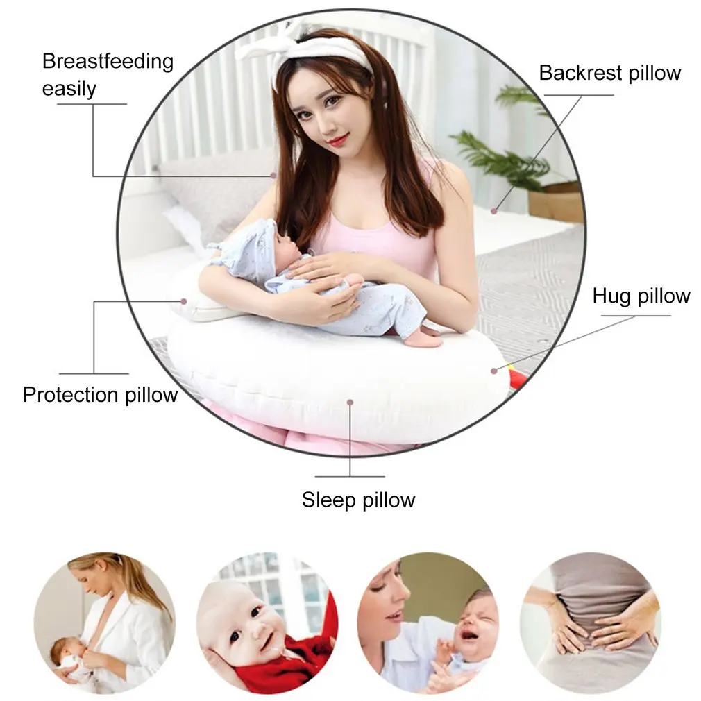 Funda removible de almohada para lactancia, coj&iacute;n org&aacute;nico suave y c&oacute;modo con dise&ntilde;o de plumas para maternidad-4