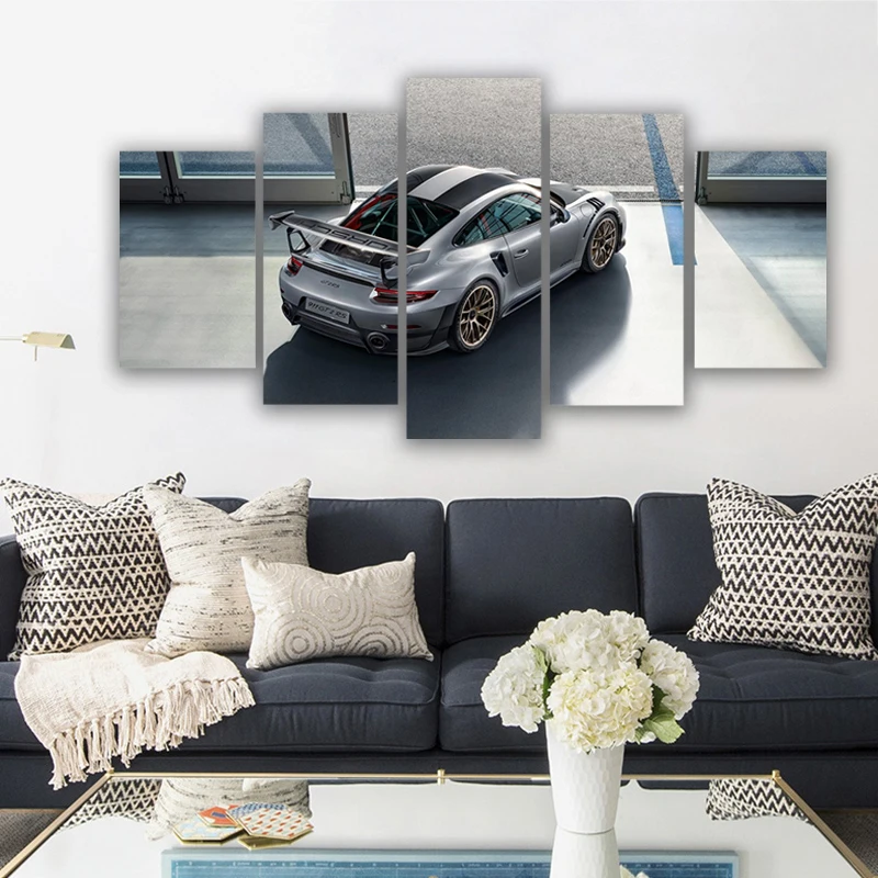 

Modern decoration supercar Porsche 911 GT3 RS canvas 5 pcs HD bedroom office wall artist home decoration poster living room