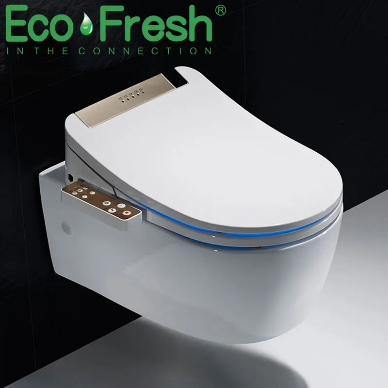 Ecofresh смарт-чехол для унитаза для ванной комнаты, электронное биде, чистое сухое сиденье с подогревом, wc Золотой Интеллектуальный светодиодный светильник, сиденье для унитаза