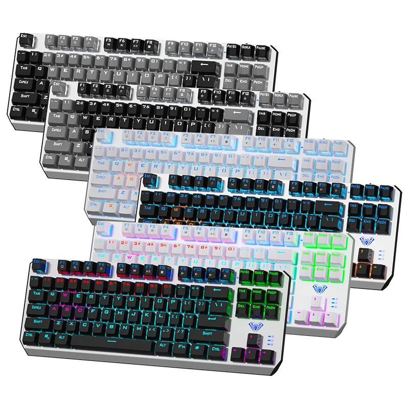 Механическая клавиатура 87 клавиш с защитой от фиктивных нажатий синий/черный