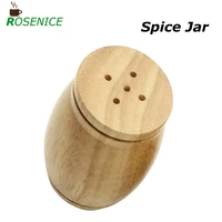 1 pc spice jar wooden durable small salt shaker with lid for kitchen barbecue