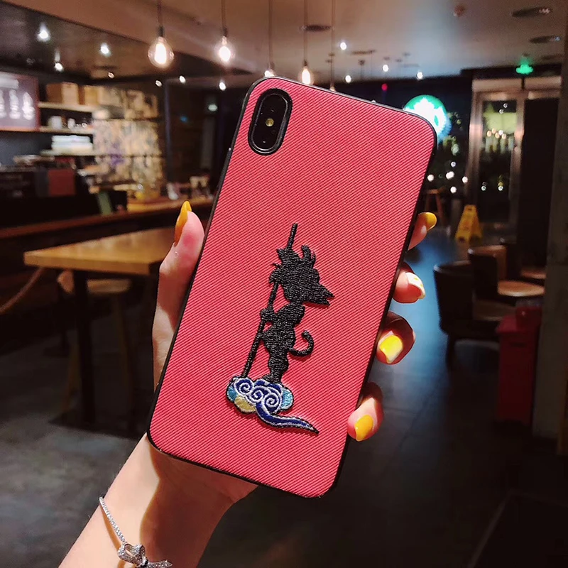 Luxury embroidery Dragon Ball Super Z Son Goku soft cover case for iphone apple 6 plus 7 8 8plus X XR XS MAX 11 Pro phone coque