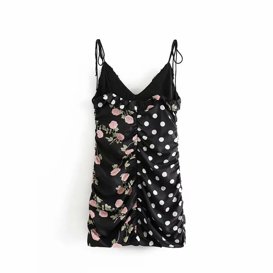 Сексуальное женское платье праздничное и выходное в горошек на бретельках с