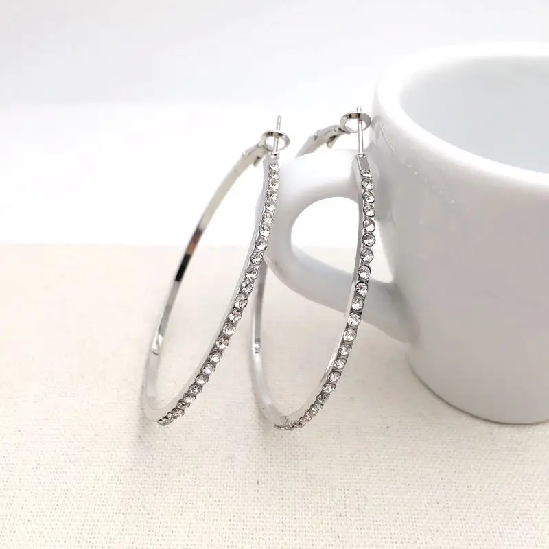 Индивидуальные серьги-кольца с кристаллами для женщин большие круглые серьги